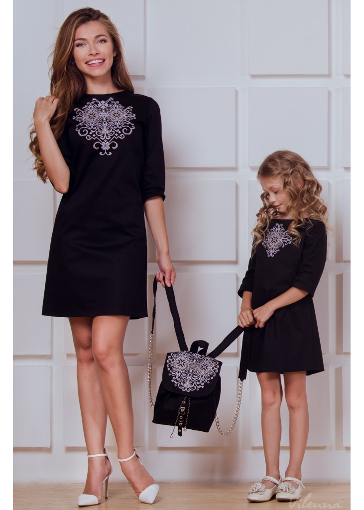 Бавовняна сукня для дівчинки з вишивкою • чорний • інтернет магазин • vilenna • додатковий вид 8