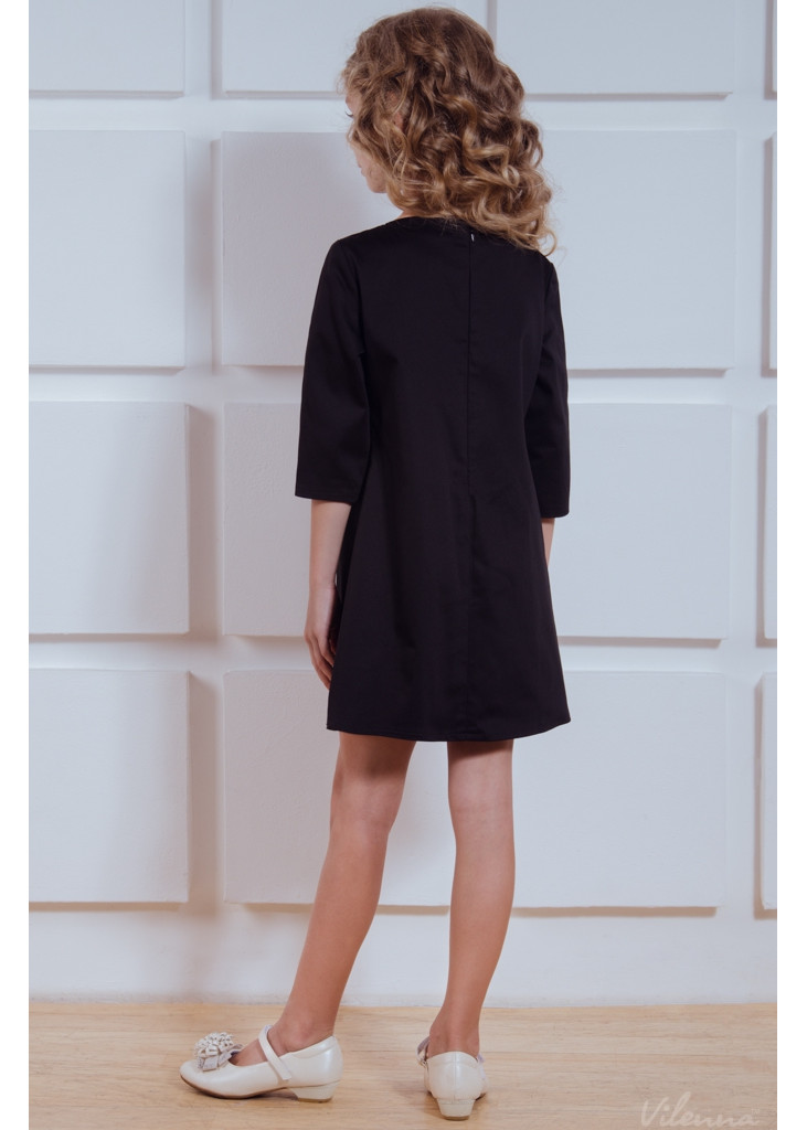 Бавовняна сукня для дівчинки з вишивкою • чорний • інтернет магазин • vilenna • інший ракурс 10