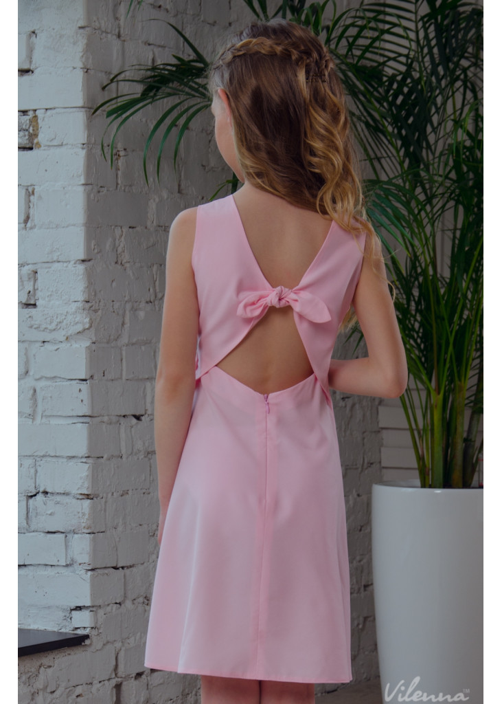 Сукня для дівчинки з квітковою вишивкою та оригінальними зав'язками на спині • колір: рожевий • інтернет магазин • vilenna • інш