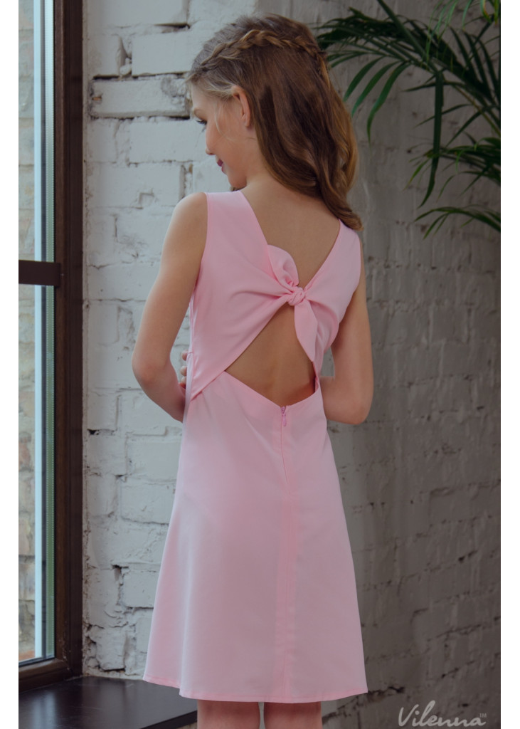Сукня для дівчинки з потаємною блискавкою та оригінальними зав'язками на спині • колір: рожевий • інтернет магазин • vilenna • і