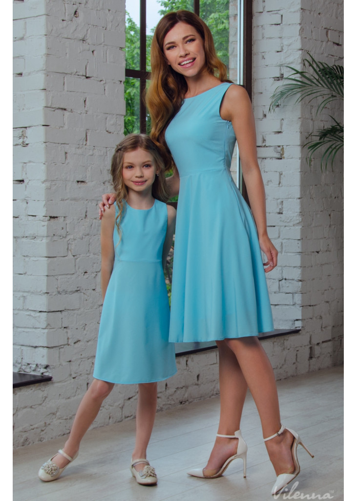 Сукня для дівчинки з потаємною блискавкою та оригінальними зав'язками на спині • колір: блакитний • інтернет магазин • vilenna •