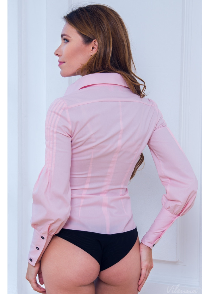 Блуза (боді) оригінальними пишними рукавами • колір: ніжно-рожевий • інтернет магазин • vilenna • додаткове фото 6