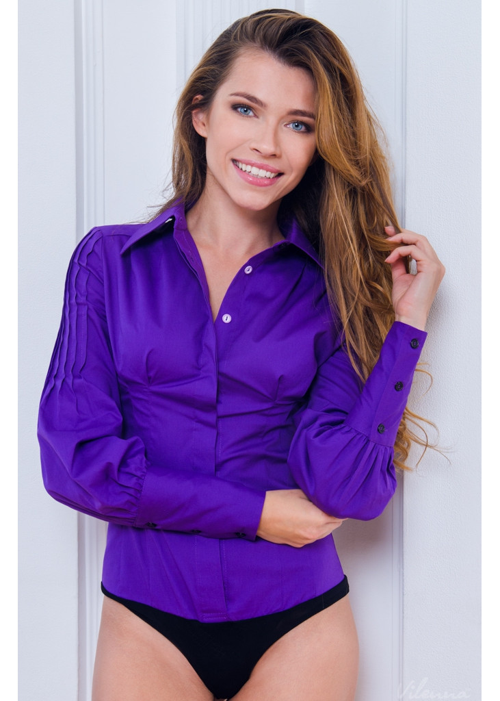 Блуза (боді) оригінальними пишними рукавами • колір: фіолетовий • інтернет магазин • vilenna • вид 3